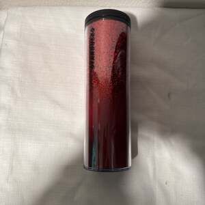 Starbucks Red Glitter Sparkle 16oz Insulated Travel Tumbler with Black Lid